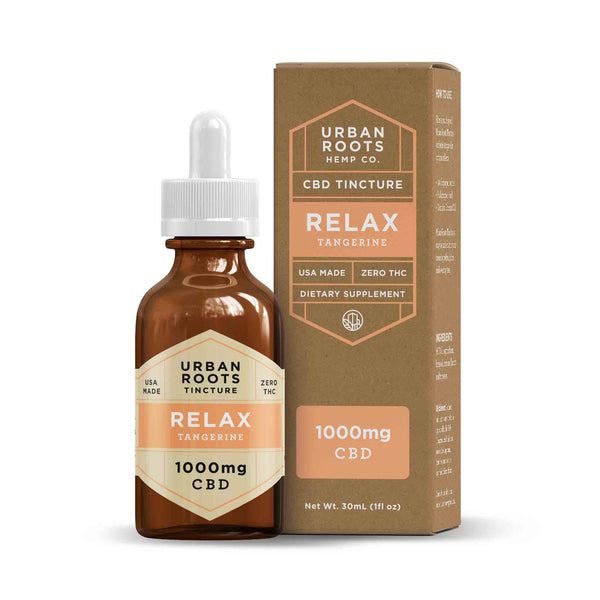 Urban Roots CBD Relax Tincture. A smooth blend of coconut (MCT) oil, pure CBD, and all-natural citrus terpenes formulated to  soothe pain, ease stress, and calm the mind.