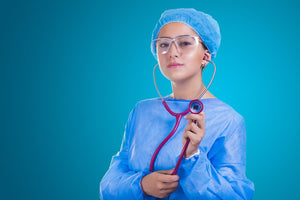 female doctor in scrubs